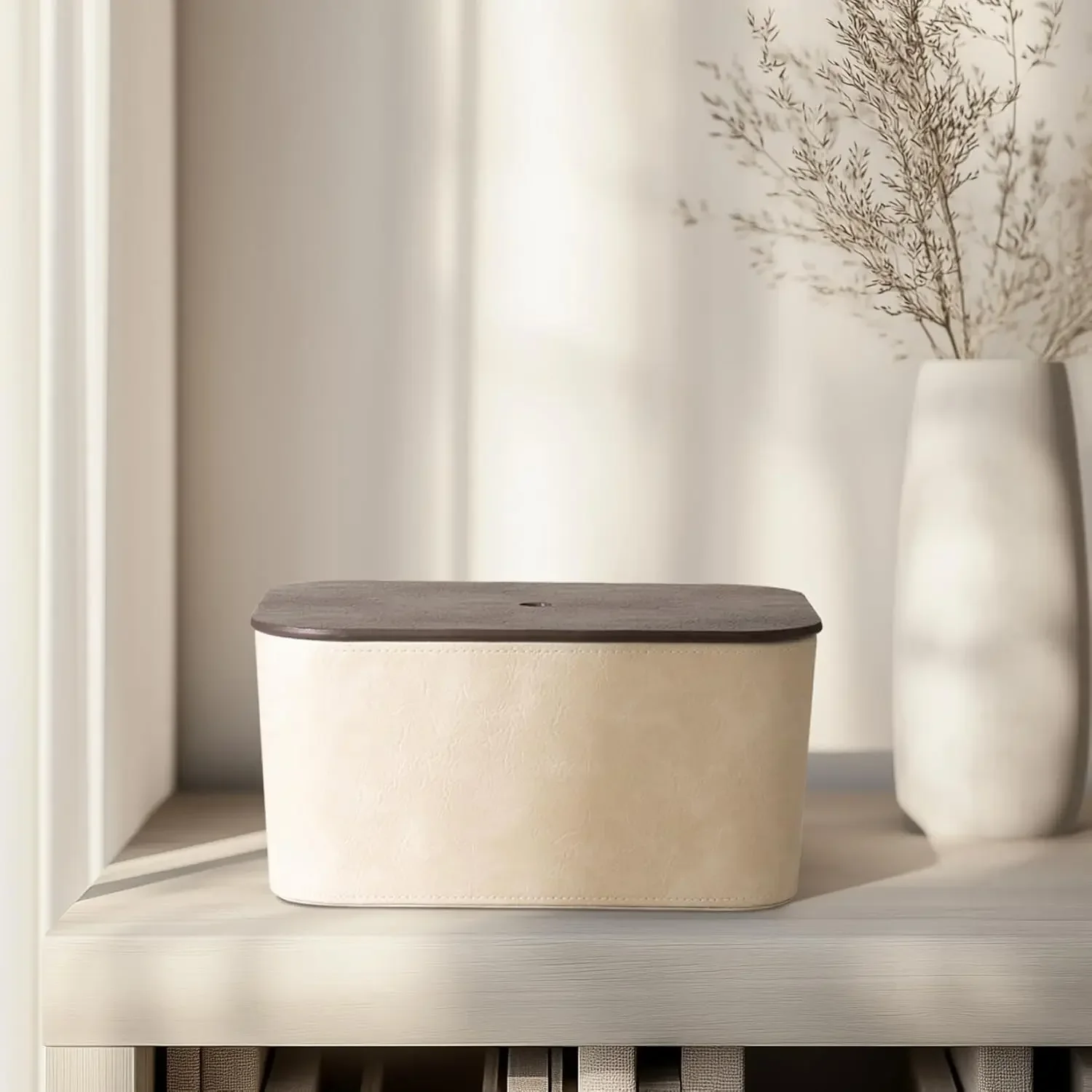 

Корзины для хранения с крышками, штабелируемые ящики для хранения, набор из 2 шт., бархатный вкладыш и крышка из веганской кожи