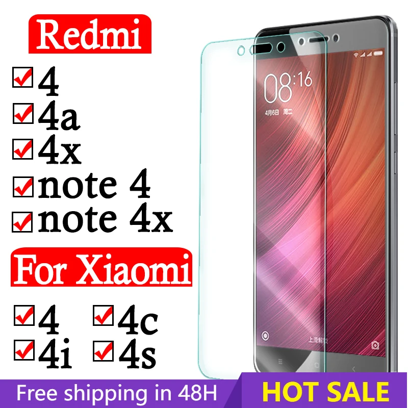 Protective Glass For Xiaomi Redmi Note 4x 4 Tempered glass Xiaomi Mi 4 4c 4i 4s Screen protector on Xiaomi redmi 4 pro 4a 4x