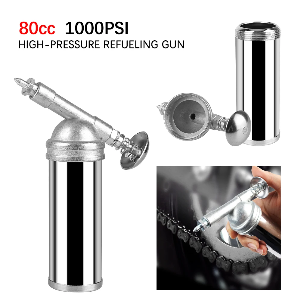 80cc Capacity 1000PSI Output Pressure Oiler Oiler Hand Tool Auto Accessories Mini Grease Gun Machine Handheld Alloy