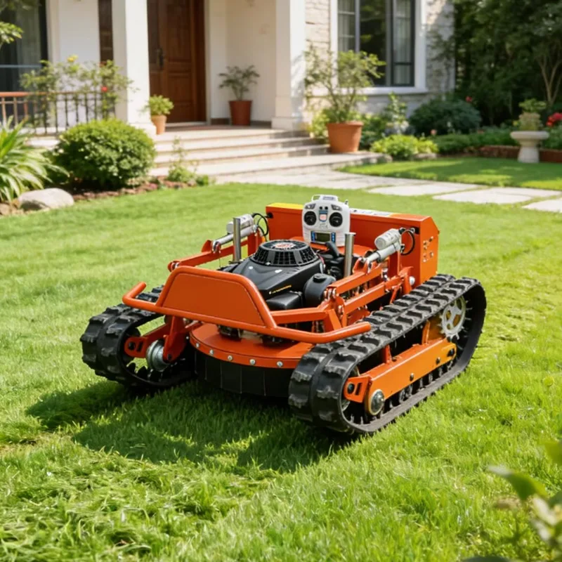 Customized Factory Supply Small Remote Control Crawler Mower Mini Grass Cutter Engine 900Mm 1200Mm Lawn Mowers For Sale