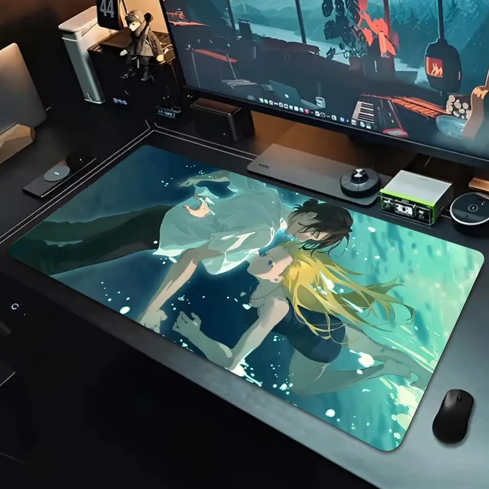 Bittersweet Anime S-Summer Time Rendering Mouse Pad Large Waterproof Gaming Mouse Pad, Non-Slip with Stitched Edge