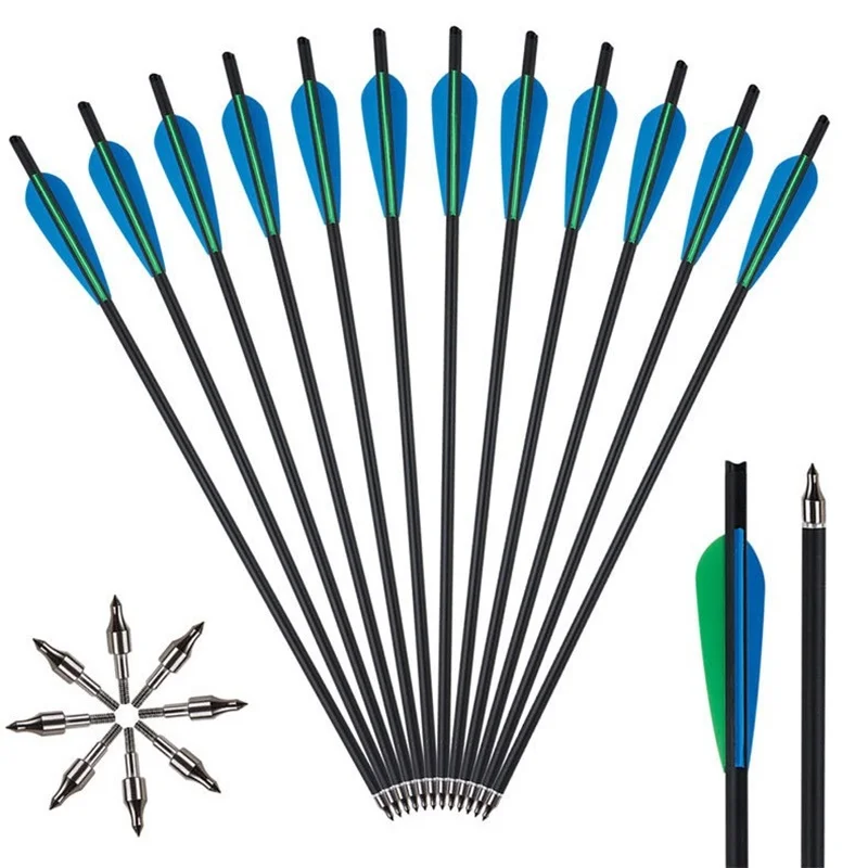 12 قطعة 20 بوصة الكربون القوس والنشاب السهم الترباس أسهم كربون قطر 8.8 مللي متر تلميح الرماية الصيد الرماية القابلة للإزالة السهم