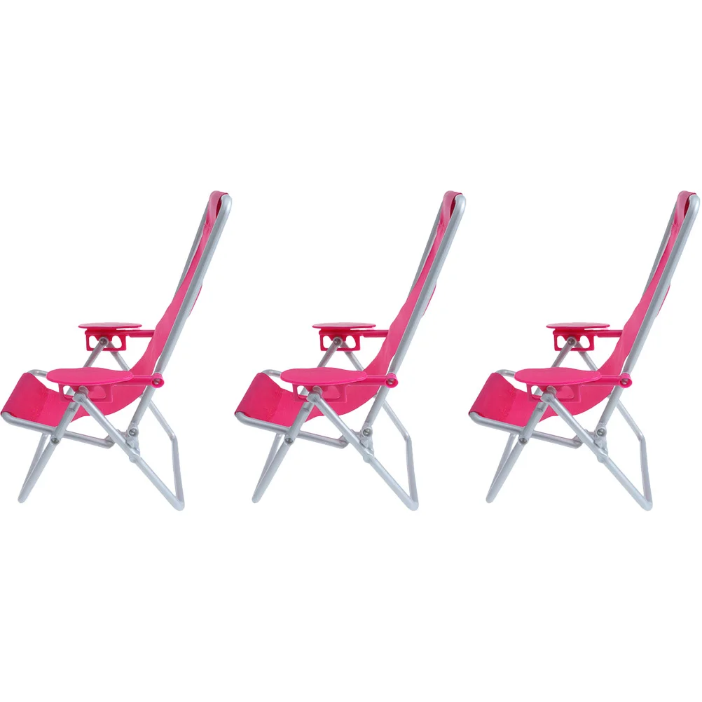 Mini silla de playa plegable en miniatura para casa de muñecas, microadorno de paisaje, accesorios para muebles, 3 uds.