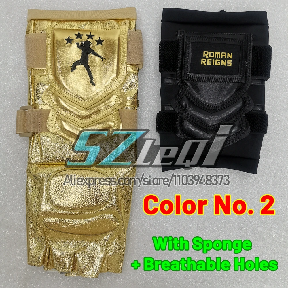 Premium Red Gold Motorcycle Gloves Set For Roman Reigns With Sponge Gloves Weight Lifting Wrestling Outdoor Sports Gauntlet Sets