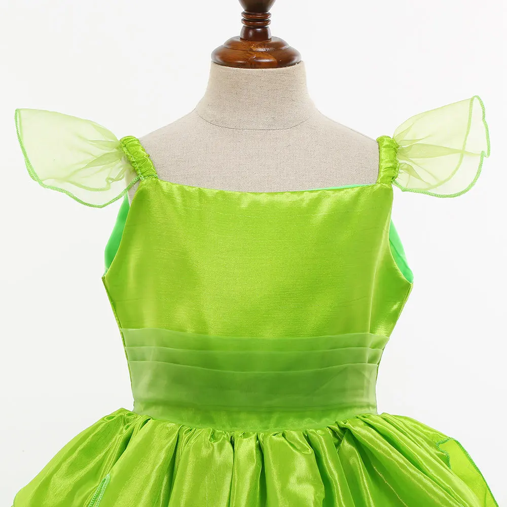 Baby Girl Tinker Bell Dress Summer Forest Fairy Costume Kids Elf Cosplay Clothes Child Kindergarten Carnival Role Playing Sets