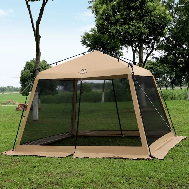 

Semi-Automatic Tent Single Layer with Black/Silver Coated Rain-proof Mosquito Barbecue Sunshade Pergola UV Large Space Tourist