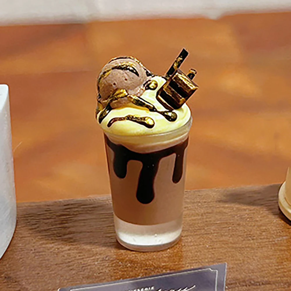 1Pcs 1/12 Dollhouse Miniature Mocha Coffee Cup Mini Ice Cream Drinks Model for ob11 bjd Doll House Accessories Decoration