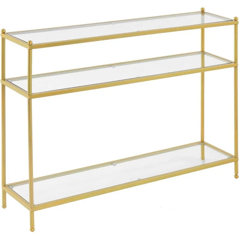 Royal Crest Console Table, Clear Glass / Gold