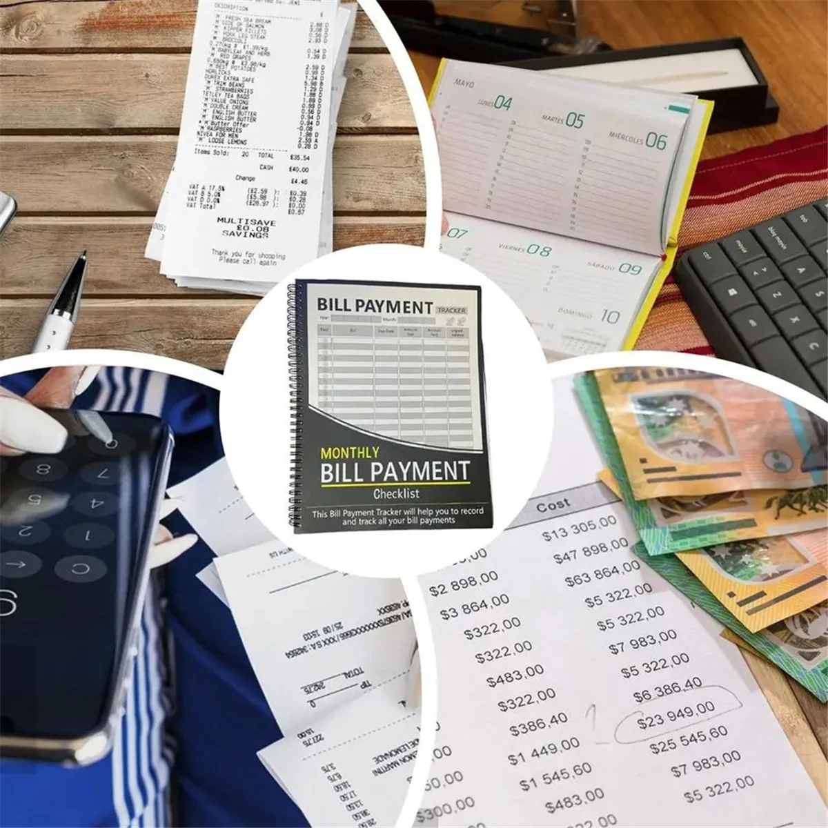AAAE ежемесячный органайзер для счетов, трекер для оплаты, блокнот, домашний бюджет, расписание, трекер расходов и счетов для мужчин и женщин