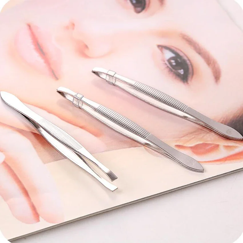 Stainless Steel Eyebrow Tweezers, Plucking Clip Pliers, Eyebrows, Beard, пинцет для бровей Pinzas Electrónica, Repair Tool