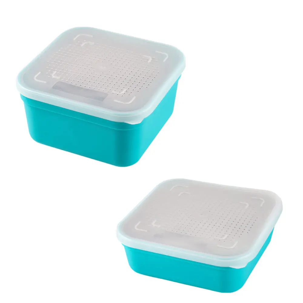 Portable Fishing Bait Box With Inner Drain Basket Breathable Live Lure Storage Case For Carp Fishing Gear Tackle Equipment