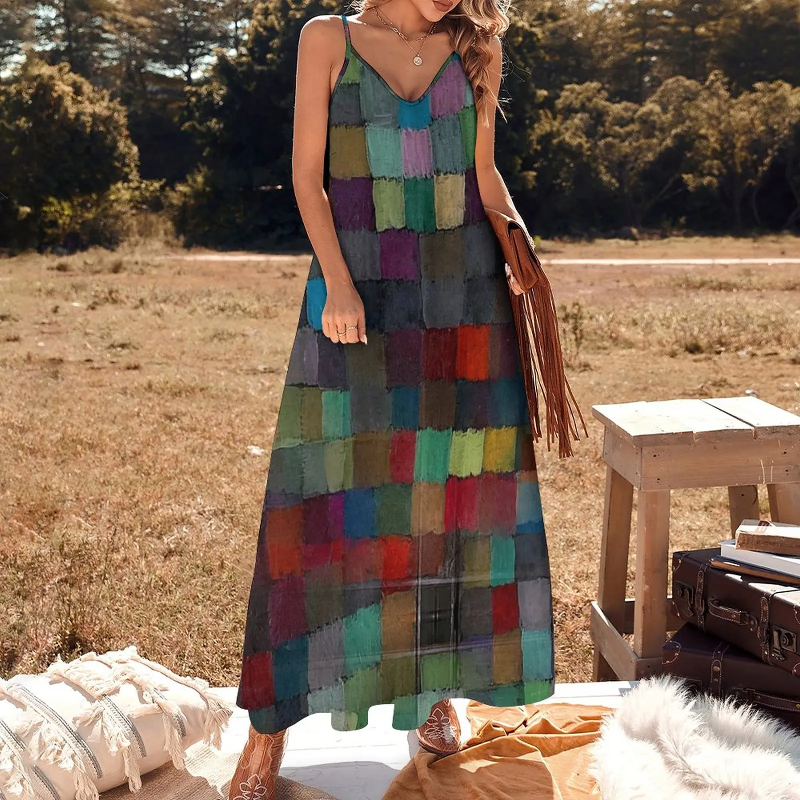 Vestido sem mangas de telhas abstratas femininas, Vestidos para ocasiões especiais, Roupas de verão, Vestido feminino