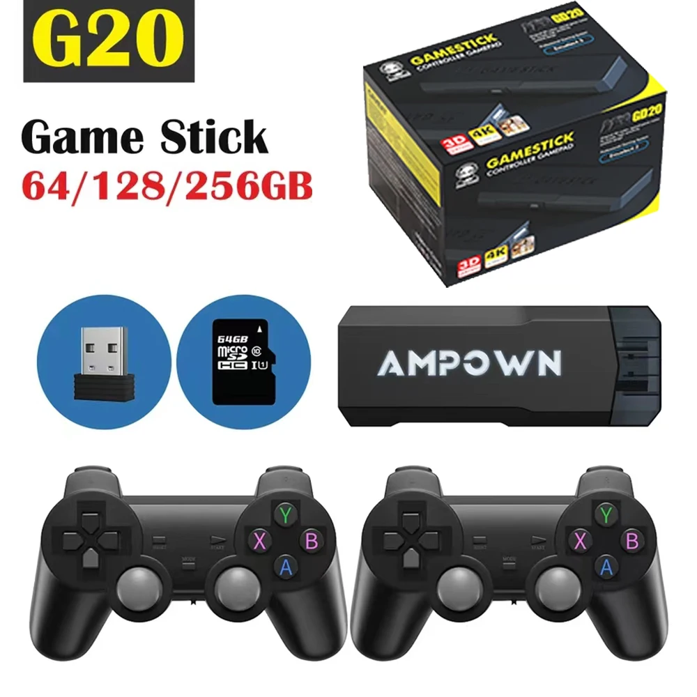 GD20 4K TV Game Stick Video Game Console 60fps HDMI Low Latency Output Portable Retro Console 256G Built-in 70K Games