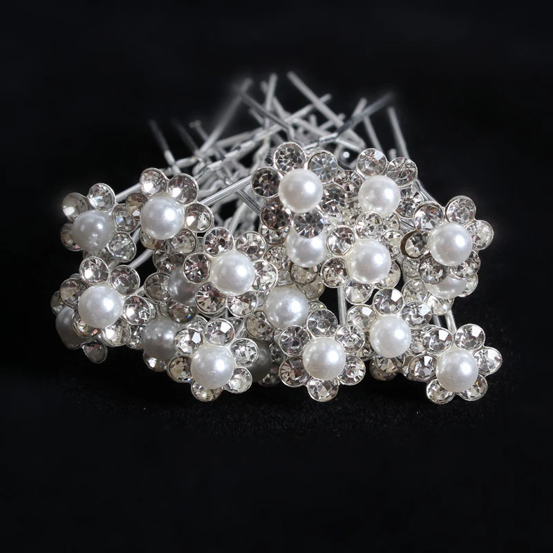 1Pc Pearl Hair Pins Pearl Crystal Bobby Hair Pin Wedding Hair Accessories U Pearl Shaped Hair Pins For Brides Bridesmaids Women