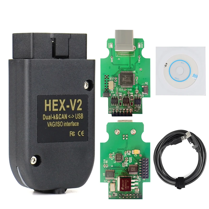 High Quality For VAG Car Scanner HEX V2 VAG Cable OBD2 HEX V2 V22.10 Diagnostic Tool Dual-K ATMEGA162 Unlimited VINs For VW AUDI