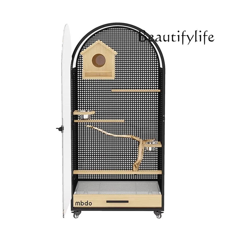 

Panoramic splash-proof large bird cage parrot cage luxury glass parrot villa ecological bird cage home interior can be DY