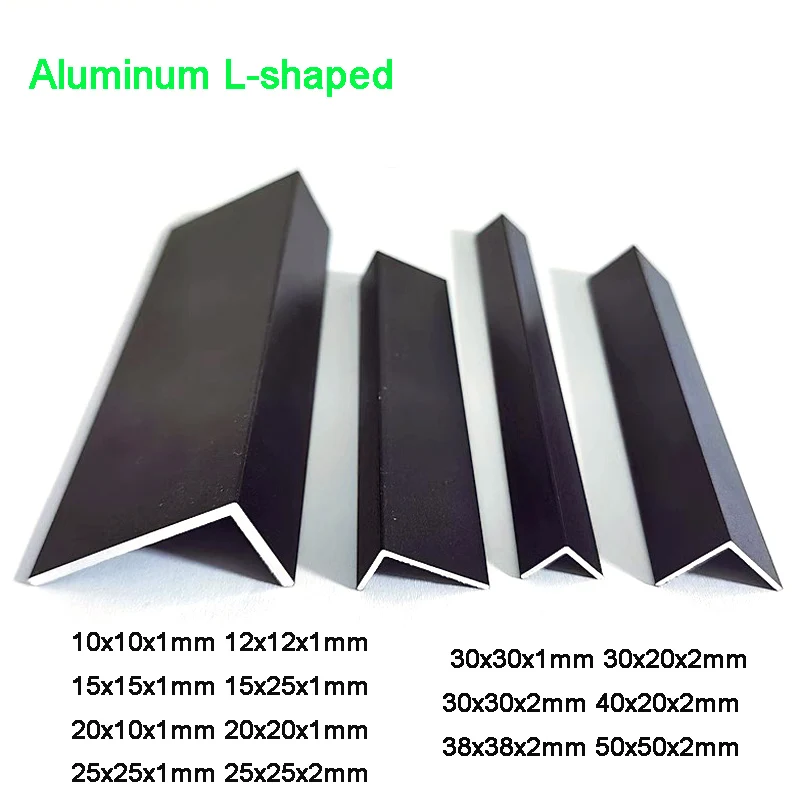 

2Pcs 6063 Black Right Angle Aluminum L-shaped Length 495mm Aluminum Alloy Triangle Profile Decoration Materials 10x10mm-50x50mm