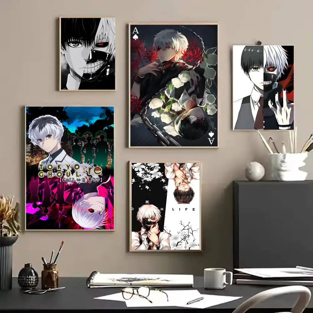 T-Tokyo Ghoul Anime Poster Stickers HD Waterproof Painting Wall Art for Bedroom Living Room Home Decor Decoration Gift