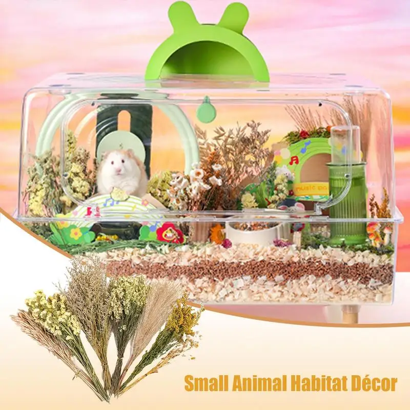 Nature Flower Herb Hamster Bedding Decor Hamster Habitat Decor Hamster Cage Supplies For Hamsters Gerbils Rabbit Other Small Pet