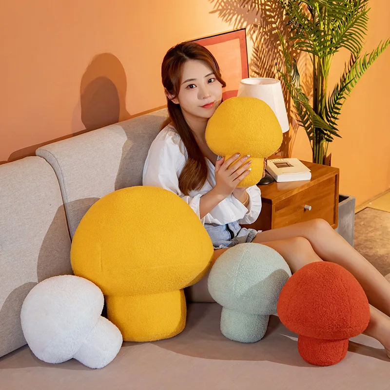 Bubble Kiss Nordic Style Mushroom Super Cute Fluffy Pillow for Sofa Window Decoration Wool Seat Cushion Home Siesta Plush Pillow