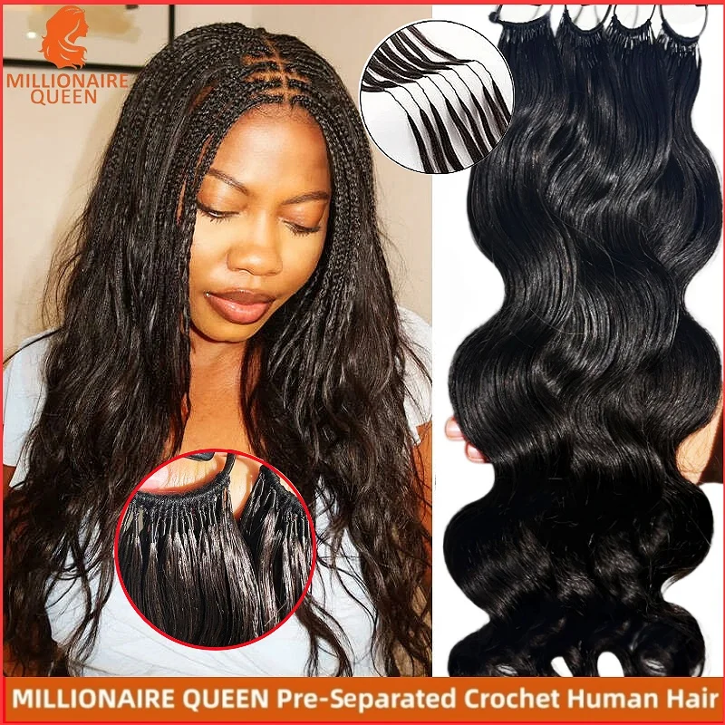 

100% натуральные человеческие волосы для наращивания, волнистые, для плетения косичек, без узлов, предварительно разделенные, в пучках для крючкового плетения