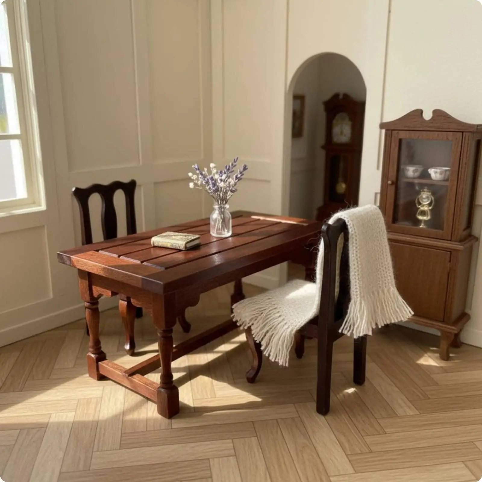 1:12 Scale Dollhouse Table and Chairs Vintage Design for Miniature Scene