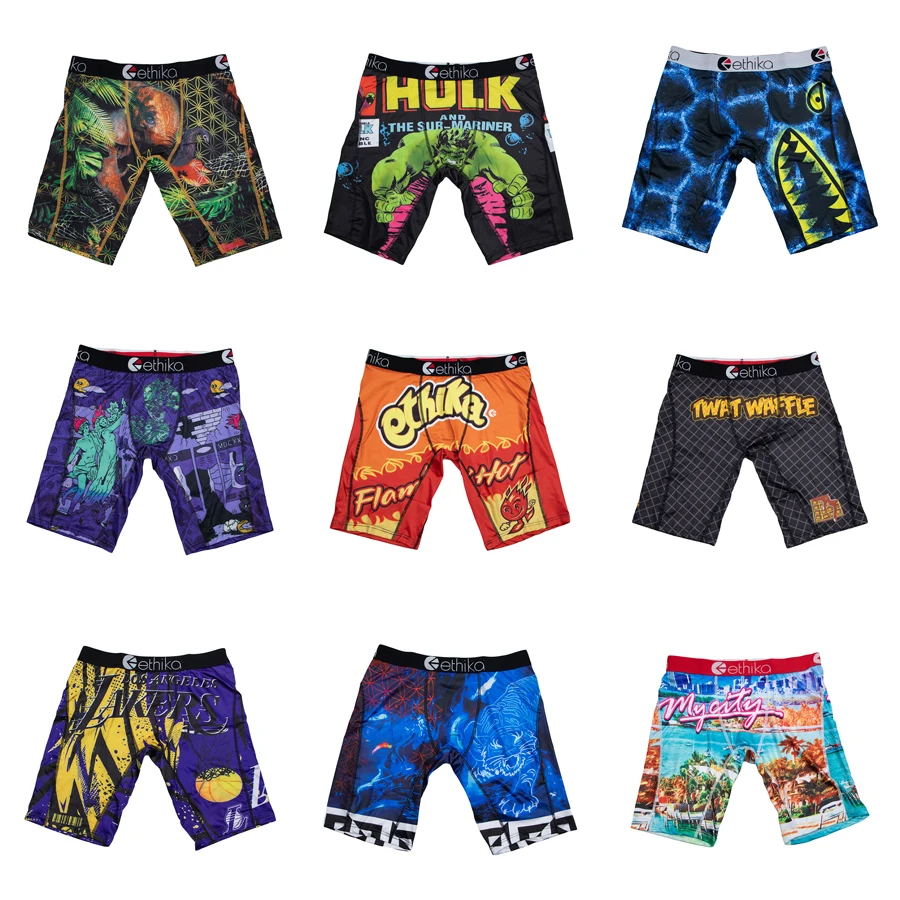 

ETHIKA 1Pcs Sexy Men Underwear Boxers Breathable Swimming Man Print Underpants Plus Size Mens Panties Trunks Men's Boxer Briefs
