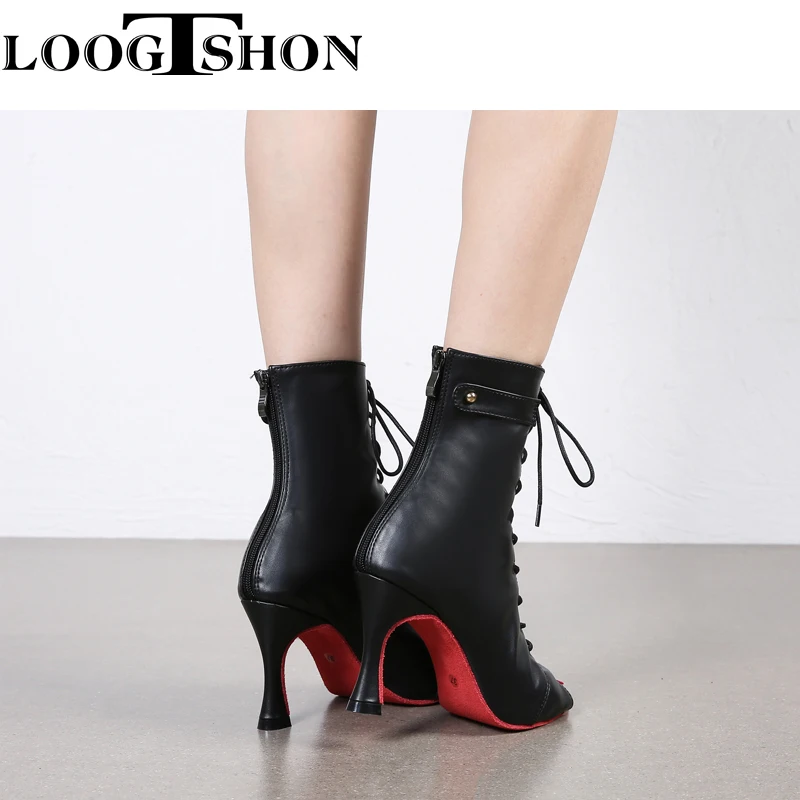 Bottes noires a talons hauts pour femmes, talons aiguilles fins, chaussures de dance latine, salsa et tango