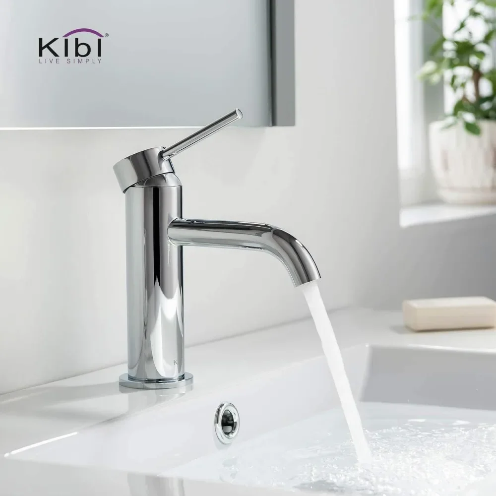 Circular Single Handle Bathroom Sink Faucet - Solid Brass, Durable, Corrosion-Resistant, Chrome Finish Design for Longevity
