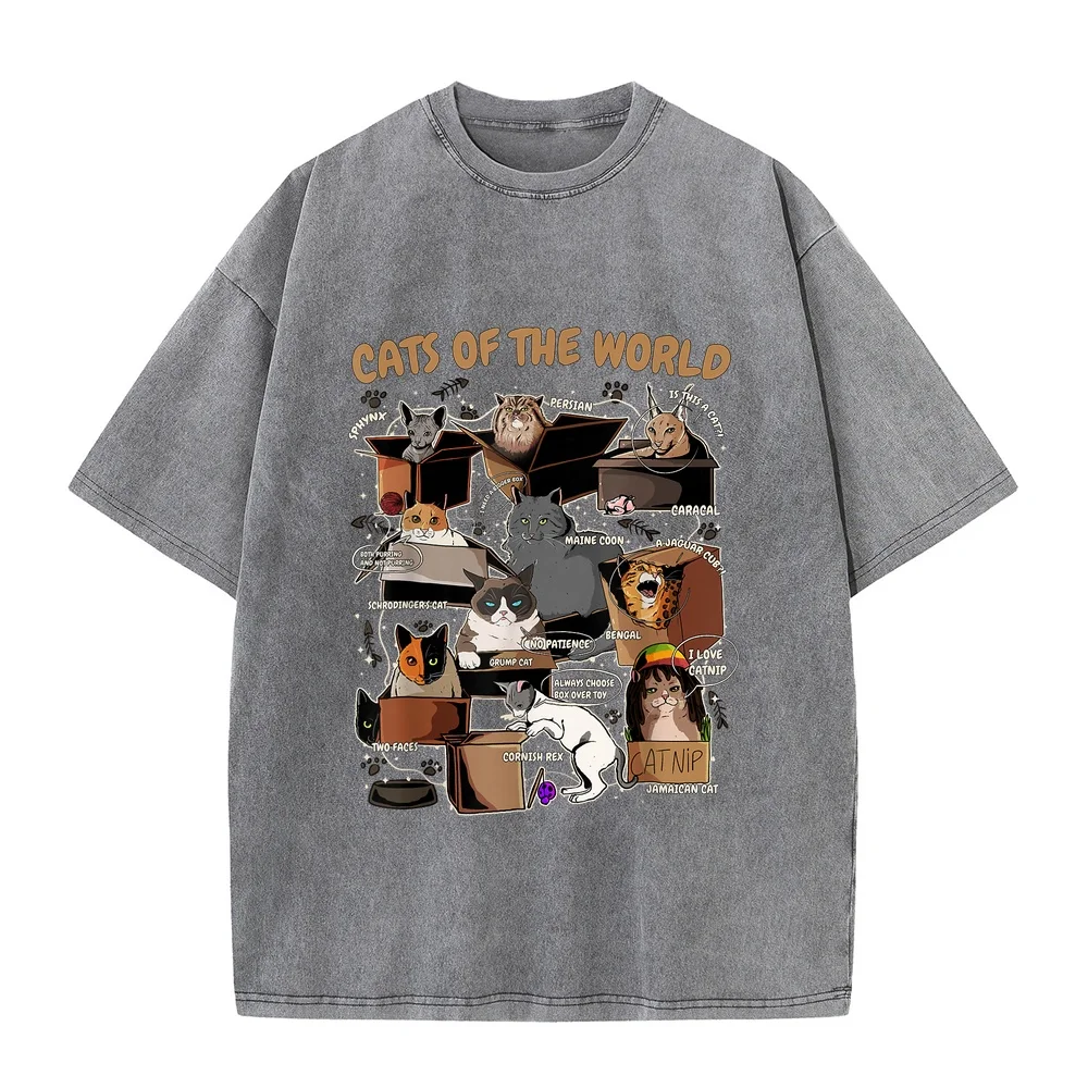 Funny Cat Meme Shirt for Lover Animals of The World T-Shirt Brands Top Summer Oversized Short Sleeve Printed Casual T Graphic