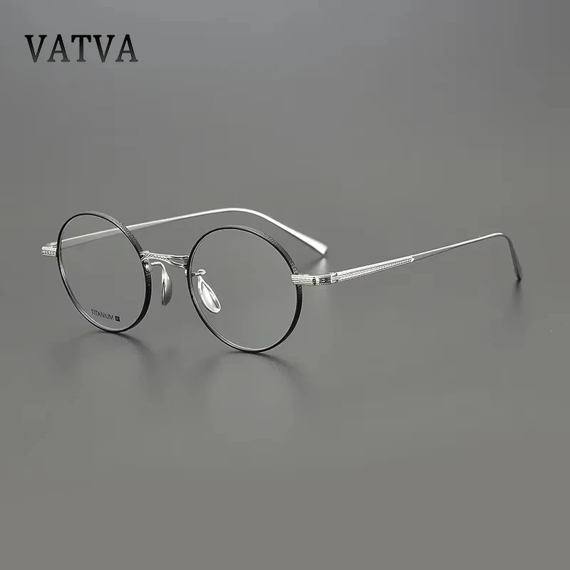 

2025 Fashion Round Retro Myopia Anti Blue Light Color Eyeglass Ultra Light Pure Titanium Carved Men Women Glasses Frame