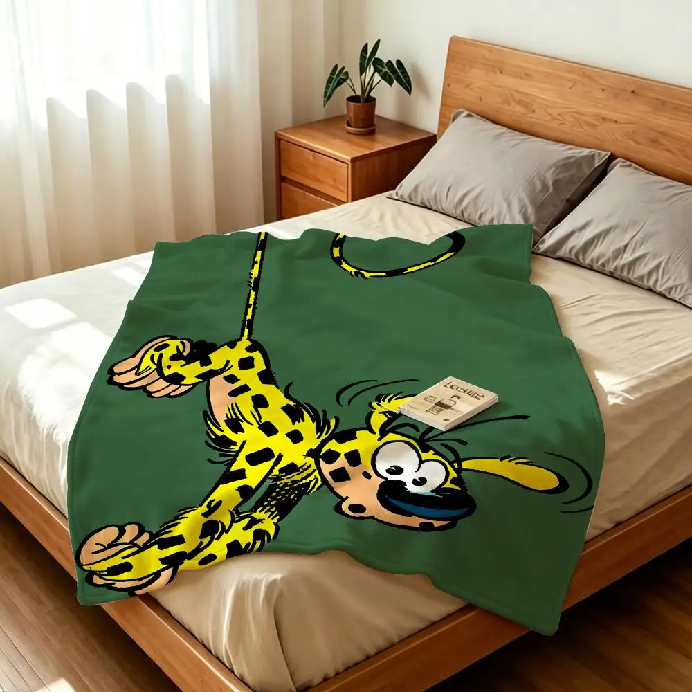 Cartoon M-Marsupilami Überwurfdecke aus weichem, warmem Flanell-Fleece für Sofa, Bett, Reisen, Zuhause