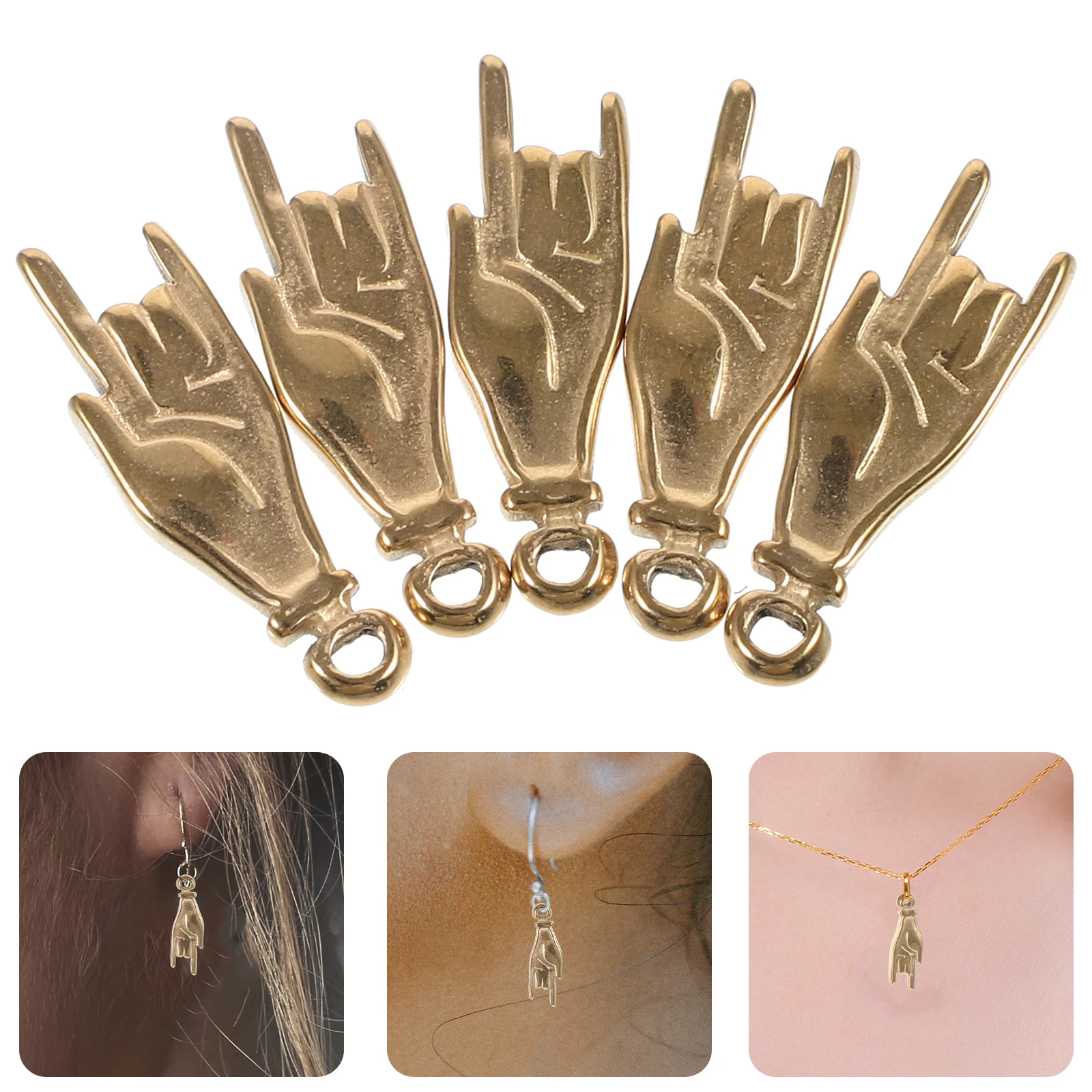 

5pcs Retro Earring Charms Diy Stainless Steel Necklace Accessories Jewelry Making Projects Decorative Pendants H made Bulk