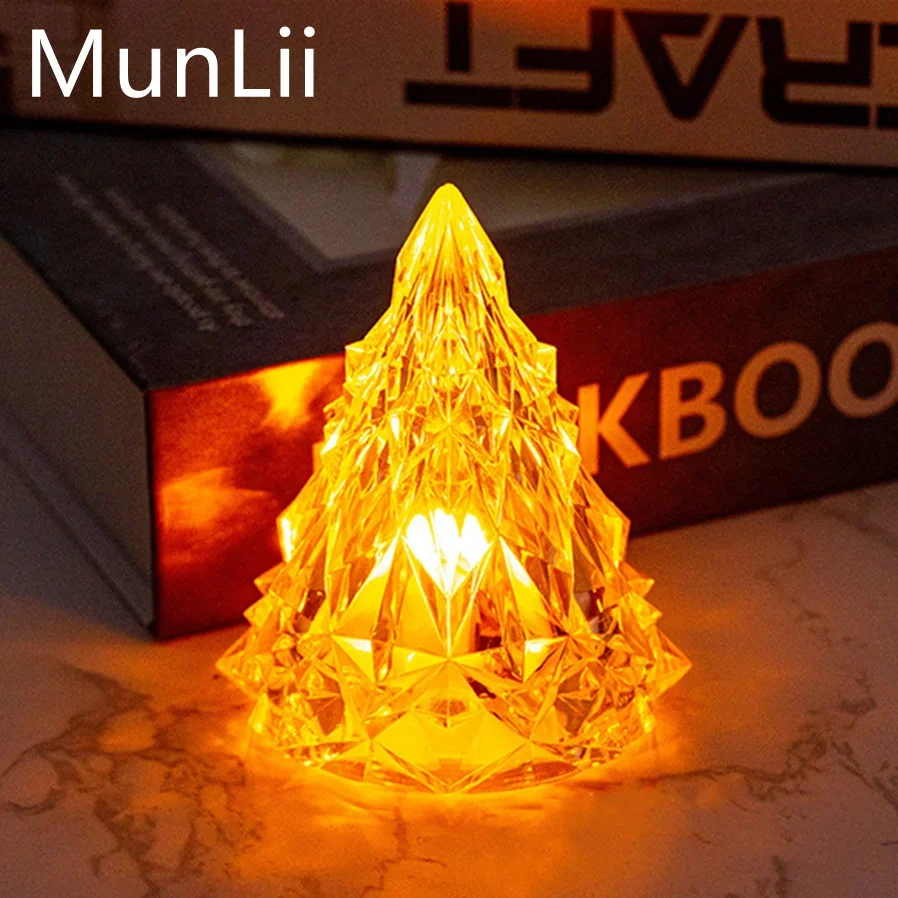 1/2/3/6/8 PCS Creative Christmas Tree Shape Table Lamp Crystal Diamond Night Light Warm/White/RGB Light Candle Atmosphere Lamp