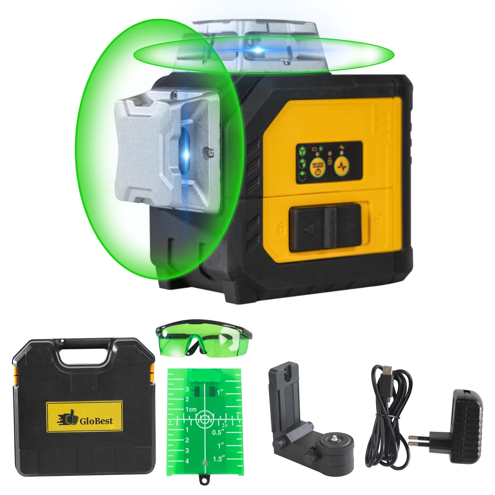 High Accuracy Infrared Ray Self-Leveling 360 Degree Horizontal Vertical 12 Lines Green  Level Meter With Batteries