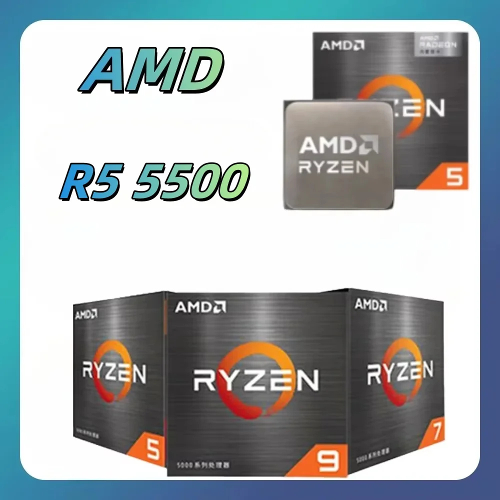 AMD Ryzen 5 5500 R5 5500 3.6 GHz 6-Core 12-Thread CPU Processor 7NM L3=16M 100-000000457 Socket AM4 No Fan