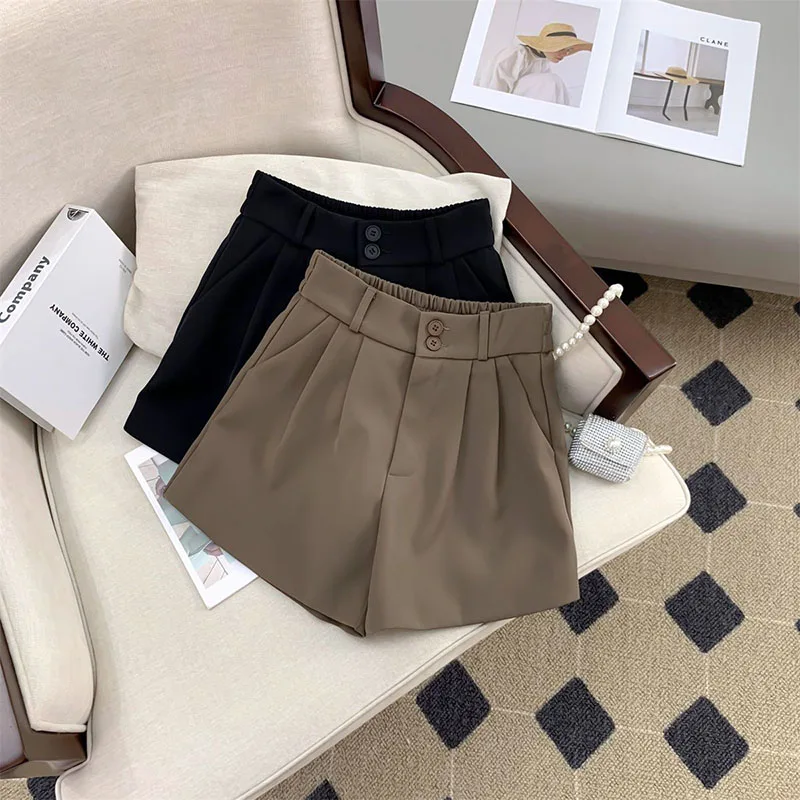 Wide Leg Suit Shorts for women Korean High Waist Office Lady Casual Shorts Y2K Summer Loose Streetwear All-match Short Pants