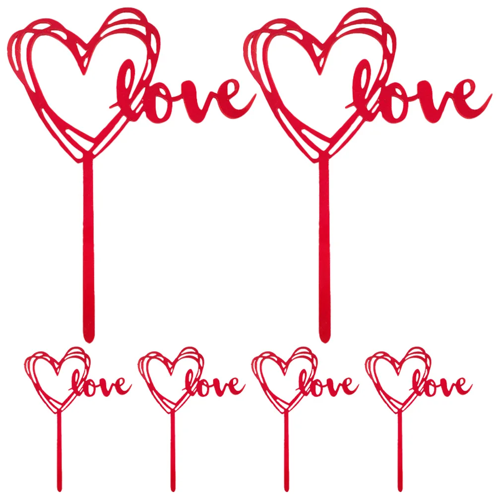 

Heart Shaped Cake Decorations Romantic Wedding Cupcake Toppers Valentine Decorative Picks Festive Party Supplies Cake Adornments
