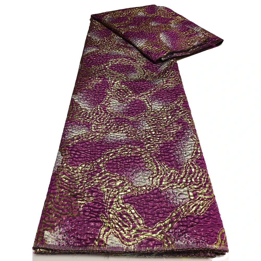 African Damask Brocade Fabric 5 Yards Jacquard Brocade Fabrics Sew For Nigerian Wedding Dresses Women Latest Brocade Jacquard