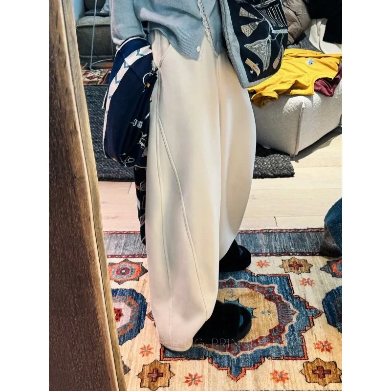 

2024 Autumn and Winter New Fleece Thickened Banana Pants Embroidered Scimitar Femal Pants Sweatpants Trendy Fashion Casual Pants