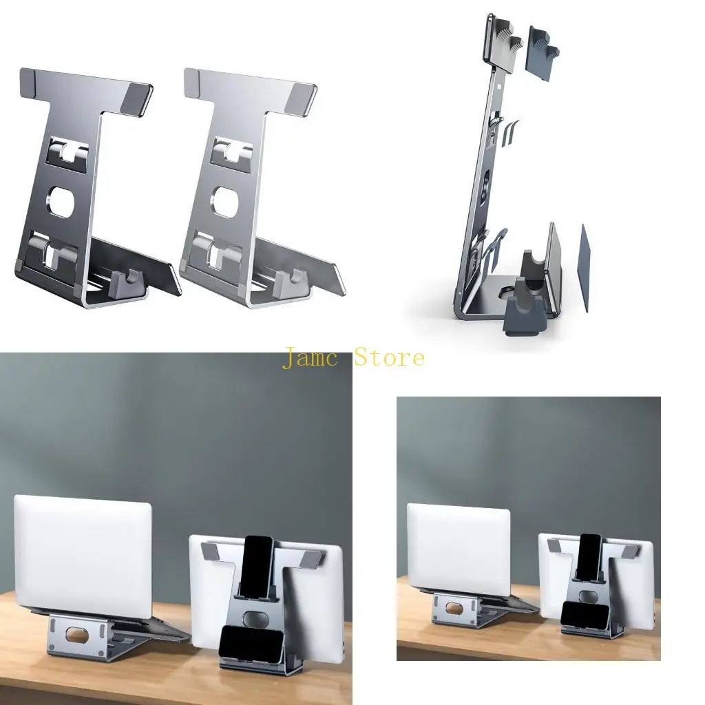 

LX0B Регулируемый держатель для настольного телефона Крепление для ноутбука Вертикальная подставка Алюминиевый сплав 4 в 1