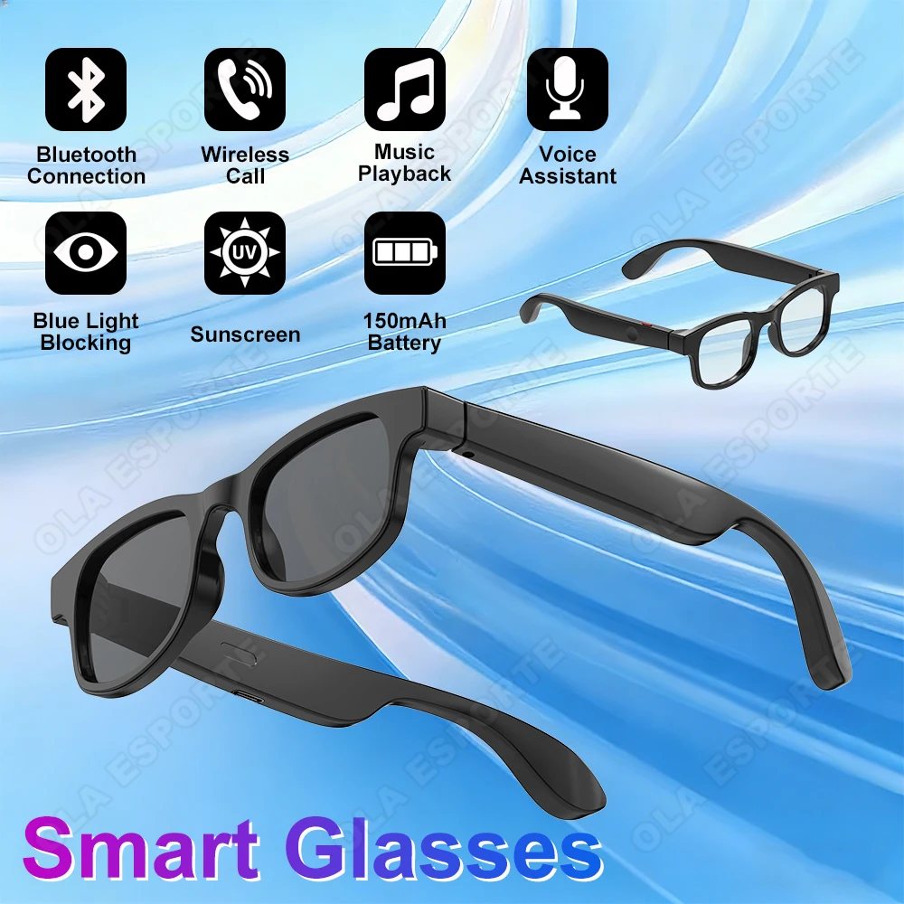 

AI Smart Glasses Anti Blue Light Bluetooth 5.3 Wireless Call Music Playback Voice Assistant Amart Glasses Waterproof Sunglasses