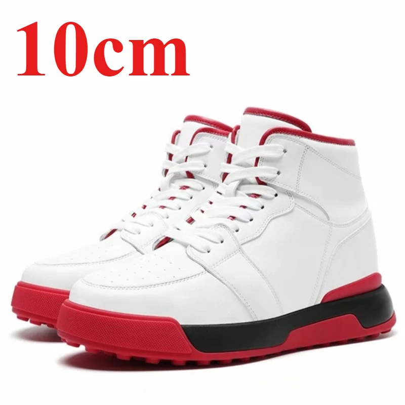 European Outdoor High-top Board Shoes Men's 10cm Thick Soled Leather Casual Shoes Comfortable Lightweight Height Increasing Shoe