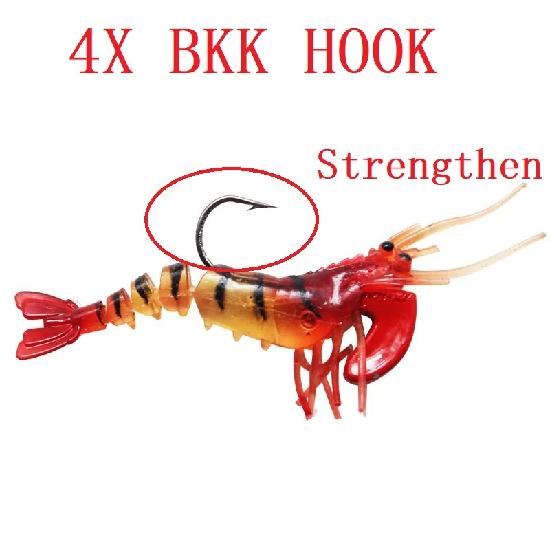 

Shrimp Lure Soft Plastic Fishing Lures Redfish Bass Prawn Lure With 4X Strengthen Hook Rigged Head