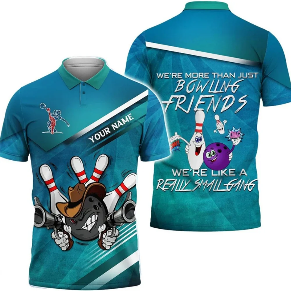 

Custom Your Name Fashion 3d Print Bowling Graphic T-Shirt For Men Casual Sportswear Hip Hop Short Sleeve Polo Shirt Man Y2k Tops