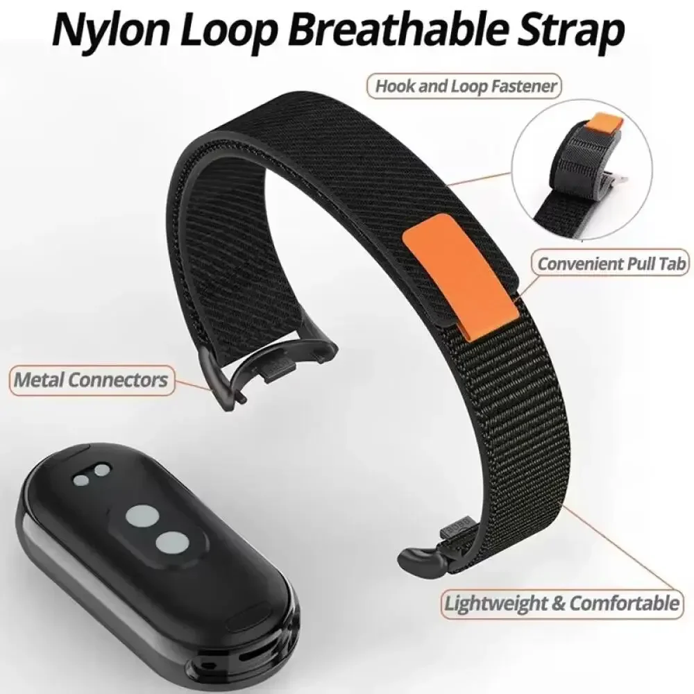 Sport Nylon Strap For Xiaomi Mi Band 10 9 8 Wristband Metal Head Particles For Mi Band 8 9 10 Replacement Breathable Bracelet