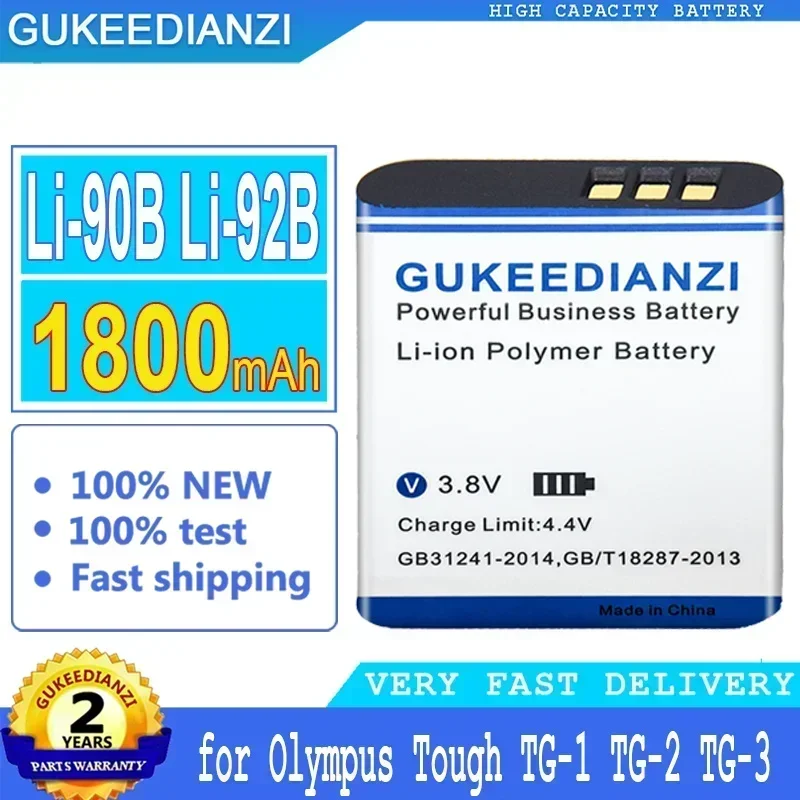 Mobile Phone Batteries, Li-90B, Li92B For Olympus Tough TG-1 TG-2 TG-3 Red TG-6 TG-4 TG-5 SH-1 SH-50 SH-60 XZ-2, 1800mAh Battery