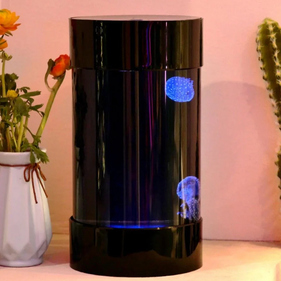 Best Amazon Sales Jellyfish Tank Home Cylinder     Art Jellyfish Aquarium Tank Home Decoration Plastic Fish Equipment 4.5L