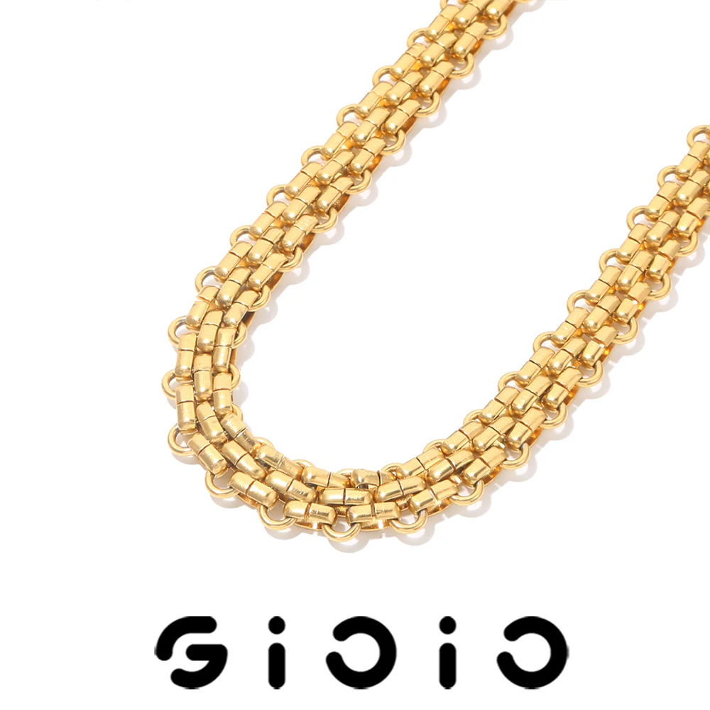 

GIOIO Trendy Punk Style Stainless Steel Gold-Plated Necklaces Fashionable Simple Daily Matching Waterproof Travel Jewelry Gifts