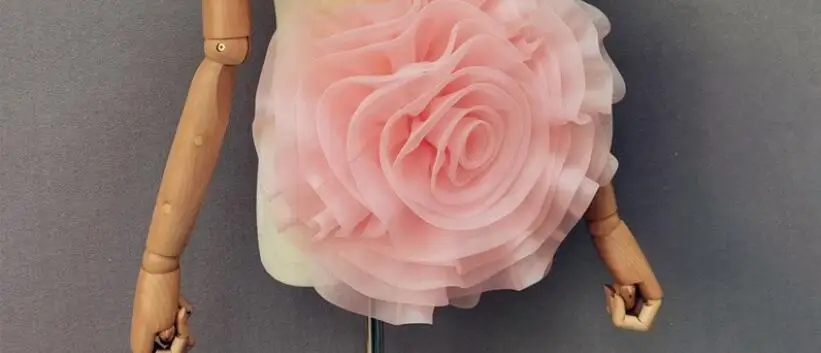 Women's Elegant Designer White Pink Organza Flower Female Vintage Photography Formal Dress Performance Party Glove R985